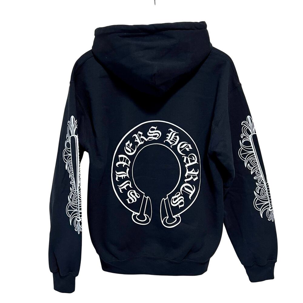 Suite Swag Sliders Hearts Gothic Baseball Graphic Hoodie Black Streetwear Size M